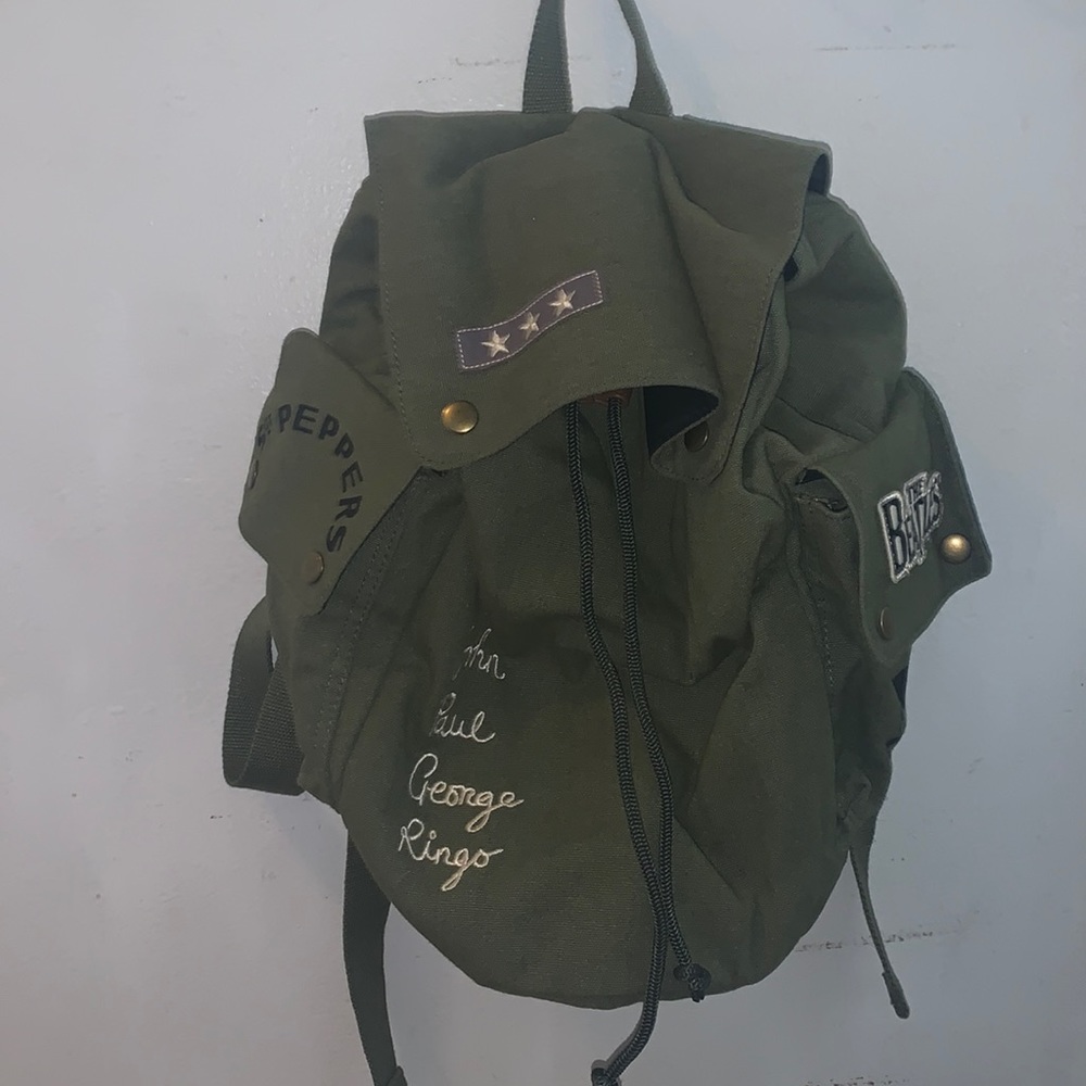 The Beatles army green backpack